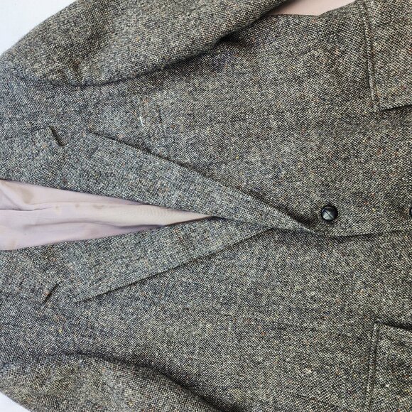 Vintage Joseph Hoyle Tweed Grey Blazer Jacket Elbow Patches (44 R) - Picture 5 of 10